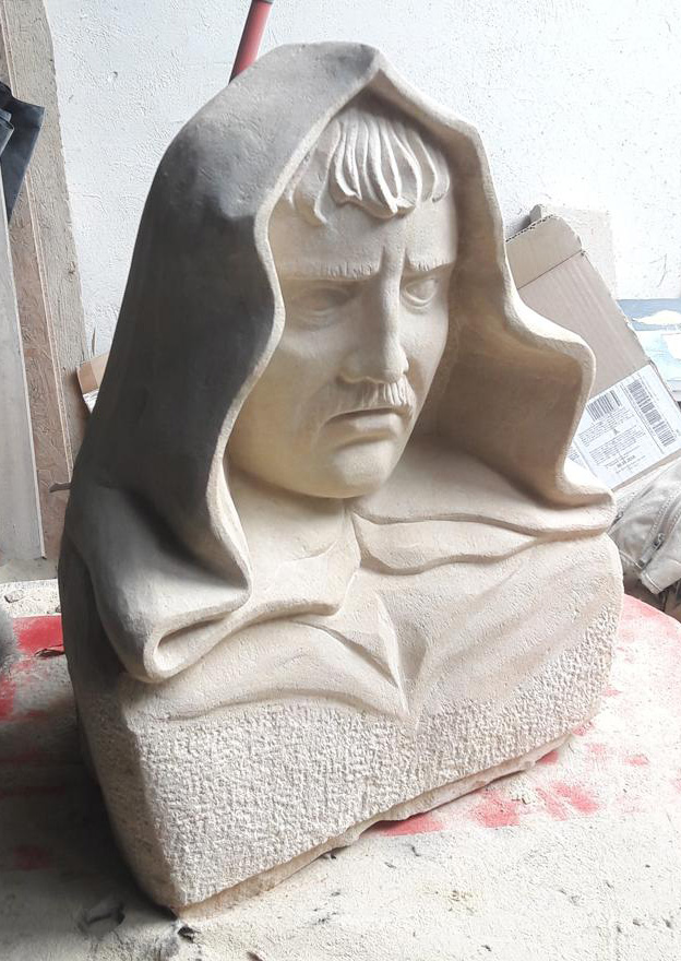 kamen socha miro pozar Giordano Bruno busta