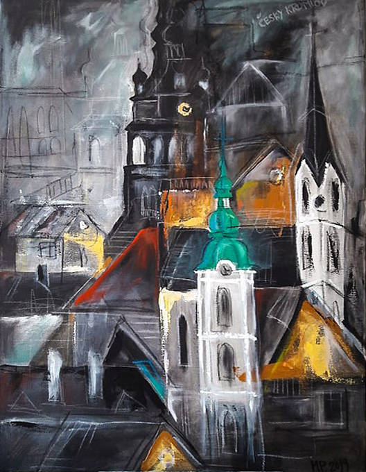 Malba Miro Požar Český Krumlov Město Věž