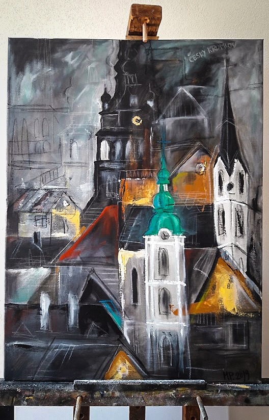 Malba Miro Požar Český Krumlov Město Věž
